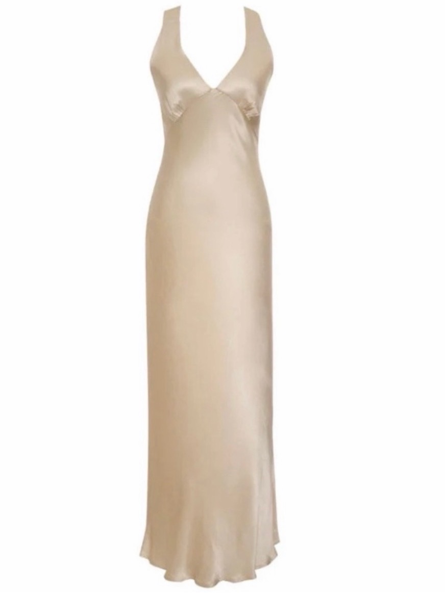 Rumored Satin Maxi In Champagne